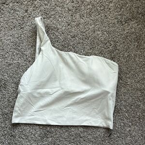 Lululemon One-Shoulder White sports bra ribbed